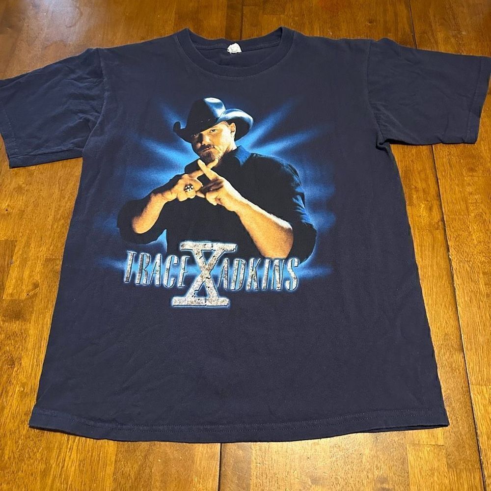 Trace Adkins Country Music 09 Tour Double Sided Tshirt Anvil Blue Bar Size Small